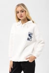 Kadın Ön Arka Baskı Detaylı Kapüşonlu Oversize Üç İplik Sweatshirt