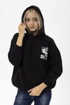 Kadın Ön Arka Baskı Detaylı Kapüşonlu Oversize Üç İplik Sweatshirt