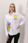 Kadın Ön Arka Baskı Detaylı Oversize Gömlek