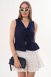 Kadın Önden Bağlama Detaylı Müslin Bluz 260002 -