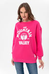 Kadın Önü Baskı Detaylı Üç İplik Oversize Sweatshirt 235003 -