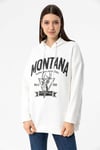 Kadın Önü Baskılı Kapüşonlu Üç İplik Sweatshirt 235019 -