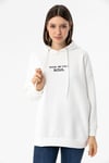 Kadın Önü Baskılı Kapüşonlu Üç İplik Sweatshirt 235020 -