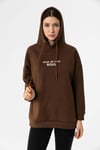 Kadın Önü Baskılı Kapüşonlu Üç İplik Sweatshirt 235020 -