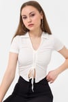 Kadın Önü Büzgü Detaylı Crop Bluz 240009 -