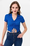 Kadın Önü Büzgü Detaylı Crop Bluz 240009 -