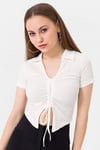 Kadın Önü Büzgü Detaylı Crop Bluz 240009 -