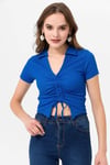 Kadın Önü Büzgü Detaylı Crop Bluz 240009 -