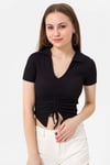 Kadın Önü Büzgü Detaylı Crop Bluz 240009 -