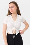 Kadın Önü Büzgü Detaylı Crop Bluz 240009 -