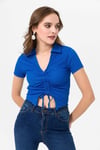 Kadın Önü Büzgü Detaylı Crop Bluz 240009 -