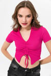Kadın Önü Büzgü Detaylı Crop Bluz 240009 -