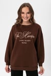 Kadın Önü Nakış Detaylı Üç İplik Oversize Sweatshirt 235005 -