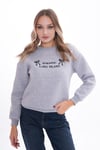 Kadın Önü Nakış Detaylı Üç İplik Sweatshirt 245328 -