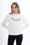 Kadın Önü Nakış Detaylı Üç İplik Sweatshirt 245328 -