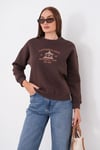 Kadın Önü Yazı Nakışlı Üç İplik Sweatshirt 255366 - 265125
