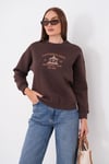 Kadın Önü Yazı Nakışlı Üç İplik Sweatshirt 255366 - 265125