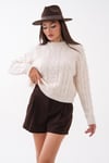 Kadın Örgü Desenli Triko Örme Kazak 265031 -