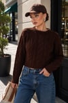 Kadın Örgü Desenli Triko Örme Kazak 265031 -