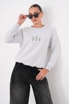 Kadın Papatya Nakışlı Şardonlu Üç İplik Sweatshirt 265132 -