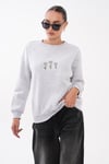 Kadın Papatya Nakışlı Şardonlu Üç İplik Sweatshirt 265132 -