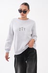 Kadın Papatya Nakışlı Şardonlu Üç İplik Sweatshirt 265132 -