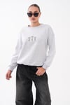 Kadın Papatya Nakışlı Şardonlu Üç İplik Sweatshirt 265132 -