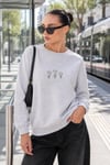 Kadın Papatya Nakışlı Şardonlu Üç İplik Sweatshirt 265132 -