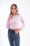 Kadın Selanik Örme Bisiklet Yaka Kısa Sweatshirt 245278 -