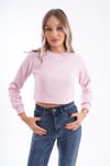 Kadın Selanik Örme Bisiklet Yaka Kısa Sweatshirt 245278 -
