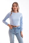 Kadın Selanik Örme Bisiklet Yaka Kısa Sweatshirt 245278 -