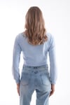 Kadın Selanik Örme Bisiklet Yaka Kısa Sweatshirt 245278 -
