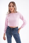 Kadın Selanik Örme Bisiklet Yaka Kısa Sweatshirt 245278 -