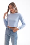 Kadın Selanik Örme Bisiklet Yaka Kısa Sweatshirt 245278 -