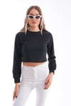 Kadın Selanik Örme Bisiklet Yaka Kısa Sweatshirt 245278 -