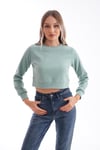 Kadın Selanik Örme Bisiklet Yaka Kısa Sweatshirt 245278 -