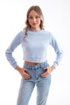 Kadın Selanik Örme Bisiklet Yaka Kısa Sweatshirt 245278 -