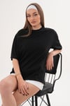 Kadın Sırt Baskı Detaylı Bisiklet Yaka Oversize Tişört 260259 -