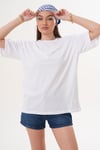 Kadın Sırt Baskı Detaylı Bisiklet Yaka Oversize Tişört 260261 -