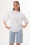 Kadın Sırt Baskı Detaylı Bisiklet Yaka Oversize Tişört 260259 -