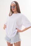 Kadın Sırt Baskı Detaylı Bisiklet Yaka Oversize Tişört 260337 -