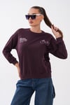 Kadın Sırt Baskı Detaylı Bisiklet Yaka Sweatshirt 265118 -