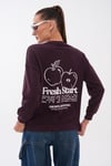 Kadın Sırt Baskı Detaylı Bisiklet Yaka Sweatshirt 265118 -