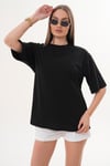 Kadın Sırt Baskı Detaylı Bisiklet Yaka Oversize Tişört 260337 -