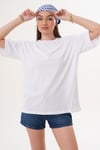 Kadın Sırt Baskı Detaylı Bisiklet Yaka Oversize Tişört 260261 -