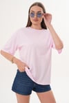 Kadın Sırt Baskı Detaylı Bisiklet Yaka Oversize Tişört 260259 -