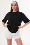 Kadın Sırt Baskı Detaylı Bisiklet Yaka Oversize Tişört 260259 -