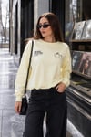 Kadın Sırt Baskı Detaylı Bisiklet Yaka Sweatshirt 265118 -