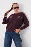 Kadın Sırt Baskı Detaylı Bisiklet Yaka Sweatshirt 265118 -