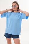 Kadın Sırt Baskı Detaylı Bisiklet Yaka Oversize Tişört 260259 -